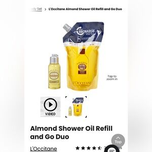 NEW L'OCCITANE Almond Shower Oil Refill and go duo $57.50 luxury